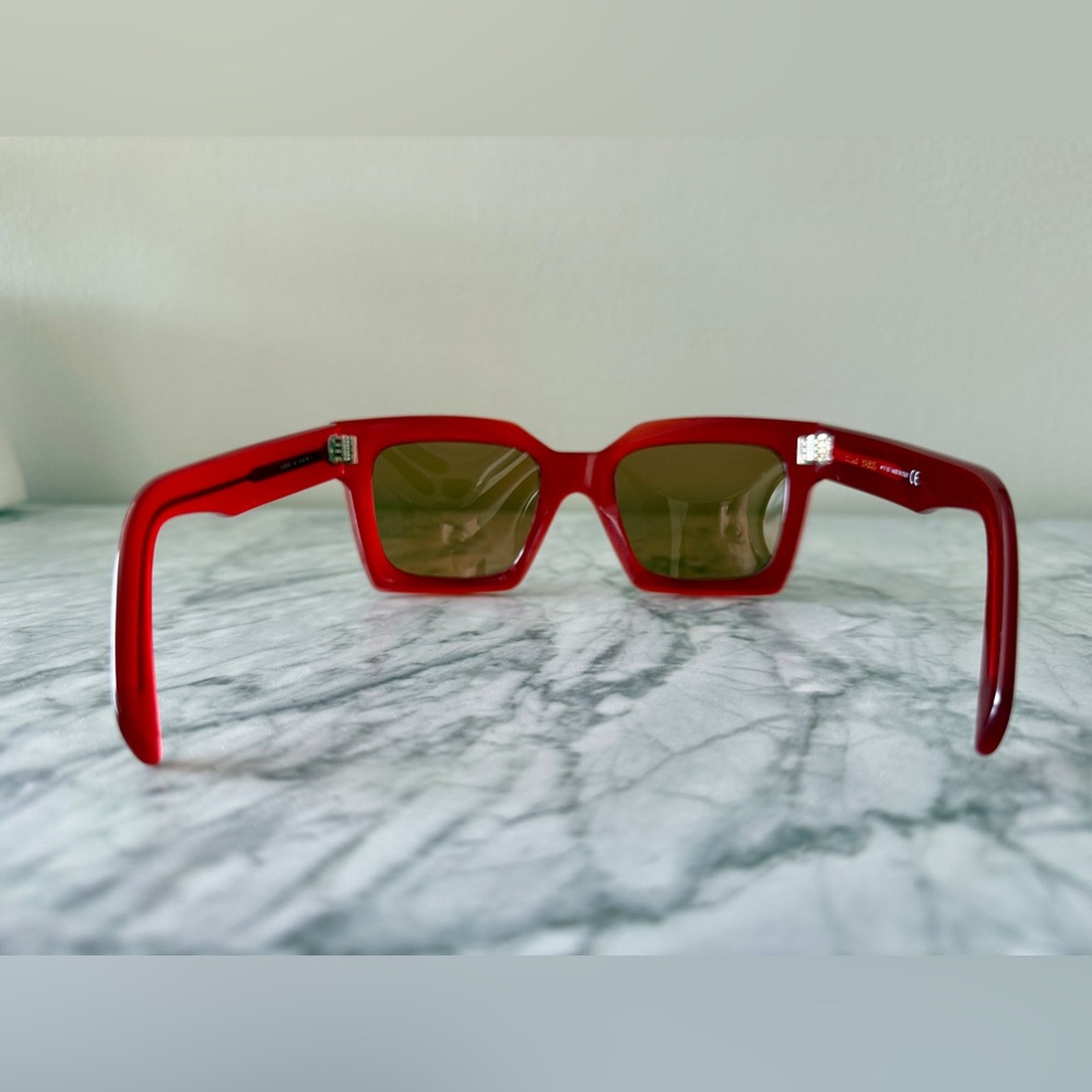 Celine Red Square Acetate Sunglasses with Brown Lenses - Picture 6 of 7